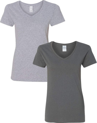 Gildan V-Neck Cotton Tee Duo for Women