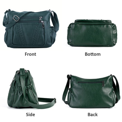 ELDA Chic Crossbody: Soft PU Leather Multi-Pocket Bag