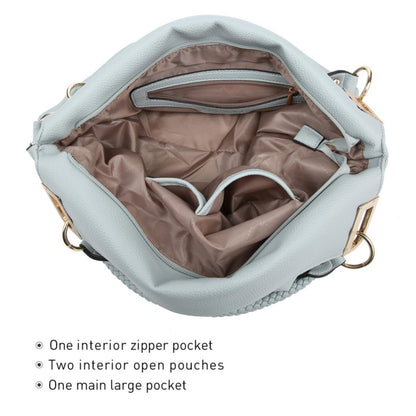 Dasein Luxe Vegan Hobo Bag with Rhinestones