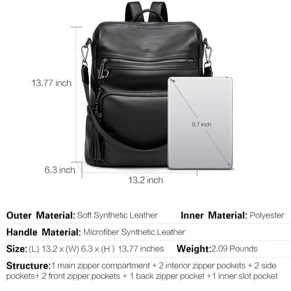 DUO-TONE Luxe Women's Leather Travel Backpack