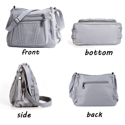 ELDA Chic Crossbody: Soft PU Leather Multi-Pocket Bag