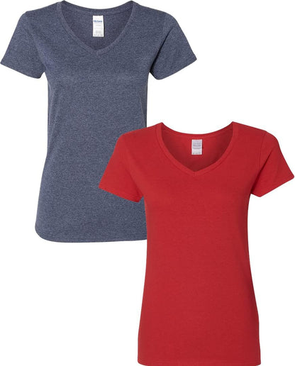 Gildan V-Neck Cotton Tee Duo for Women