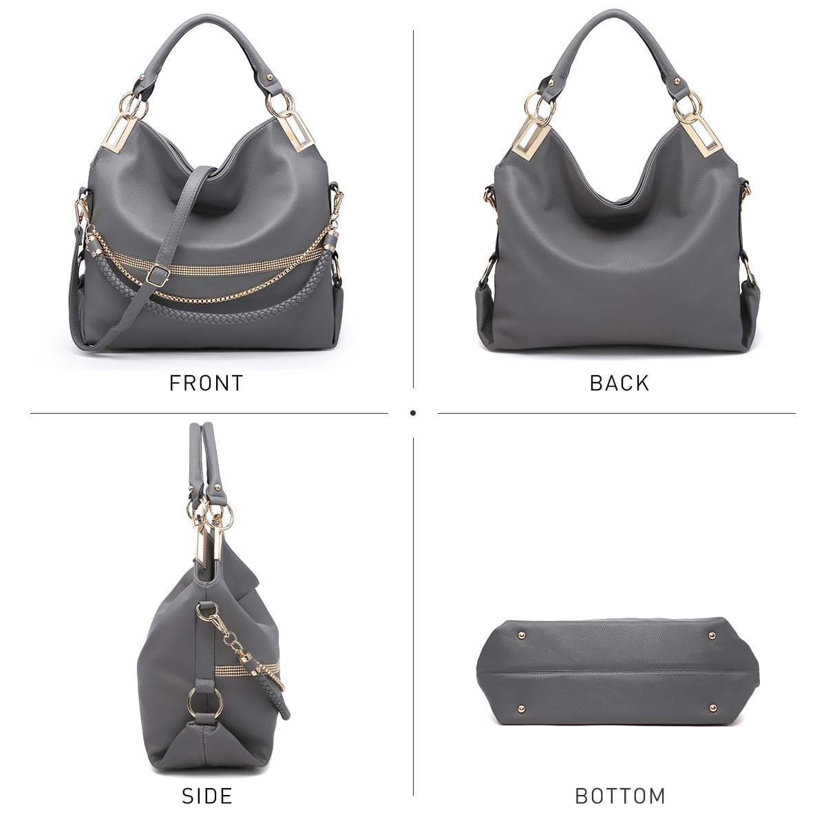 Dasein Luxe Vegan Hobo Bag with Rhinestones