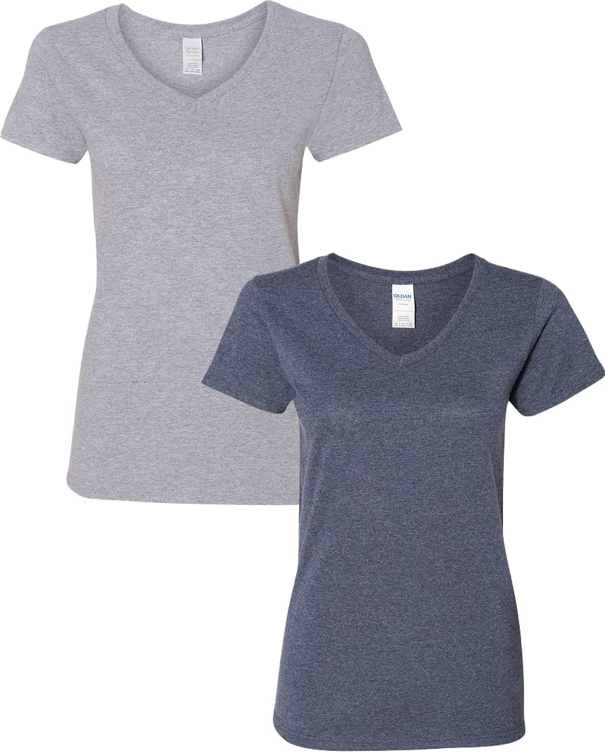 Gildan V-Neck Cotton Tee Duo for Women