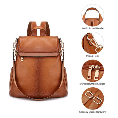 Kattee Women's Luxe Anti-Theft Leather Backpack Bag