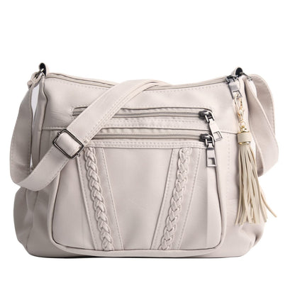 ELDA Chic Crossbody: Soft PU Leather Multi-Pocket Bag