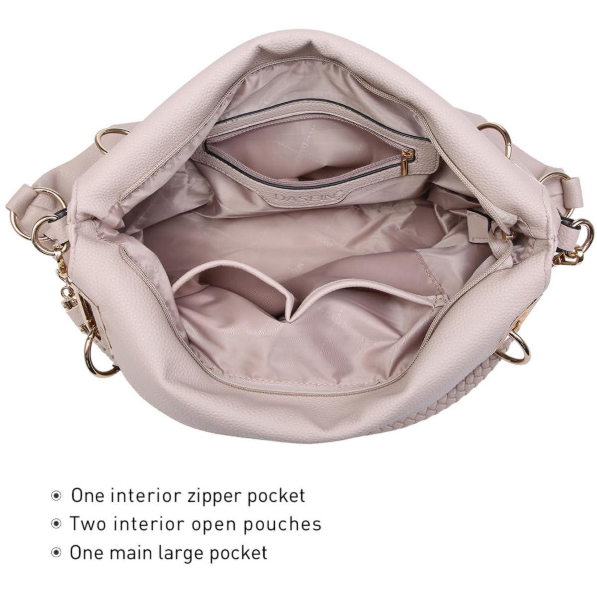 Dasein Luxe Vegan Hobo Bag with Rhinestones