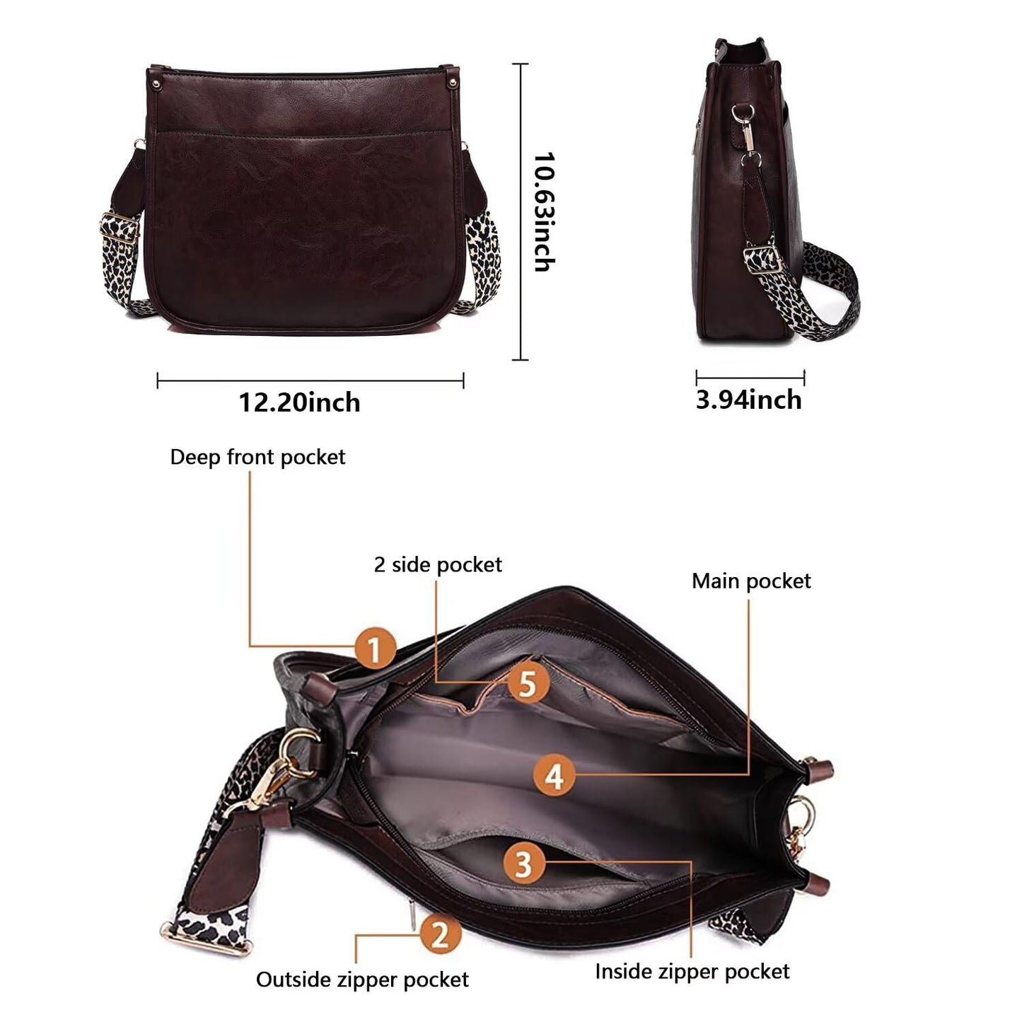 AUYOCO Chic Vegan Leather Crossbody Bag with Strap