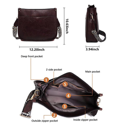 AUYOCO Chic Vegan Leather Crossbody Bag with Strap