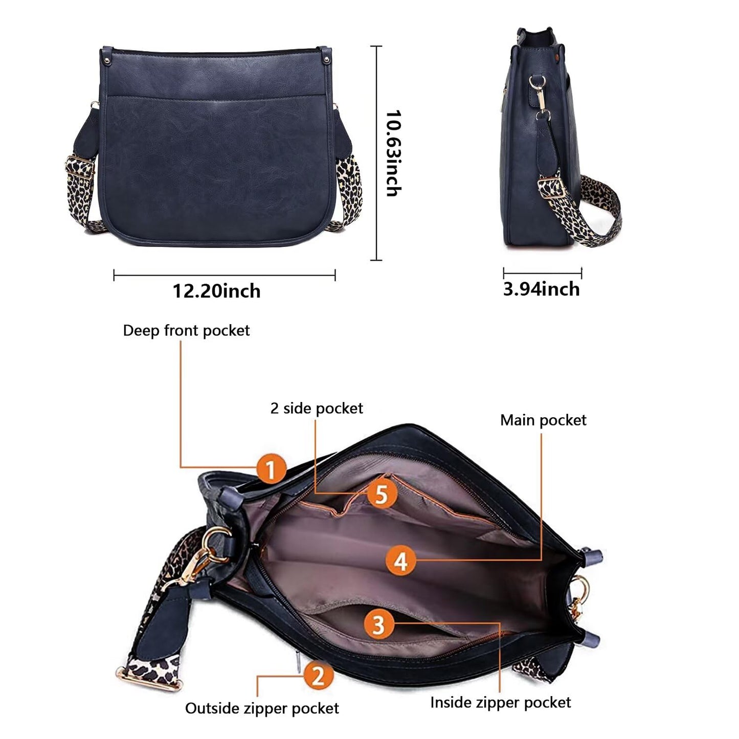 AUYOCO Chic Vegan Leather Crossbody Bag with Strap