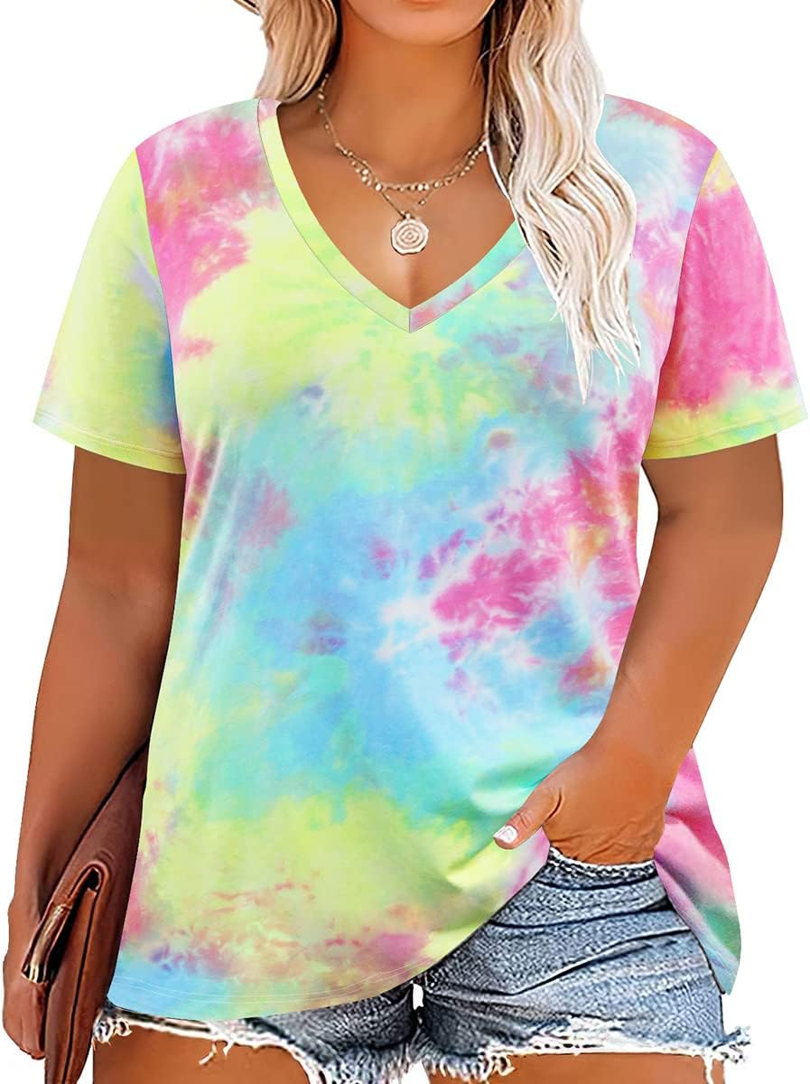 Floral V-Neck Plus Size Tunic Tops for Women