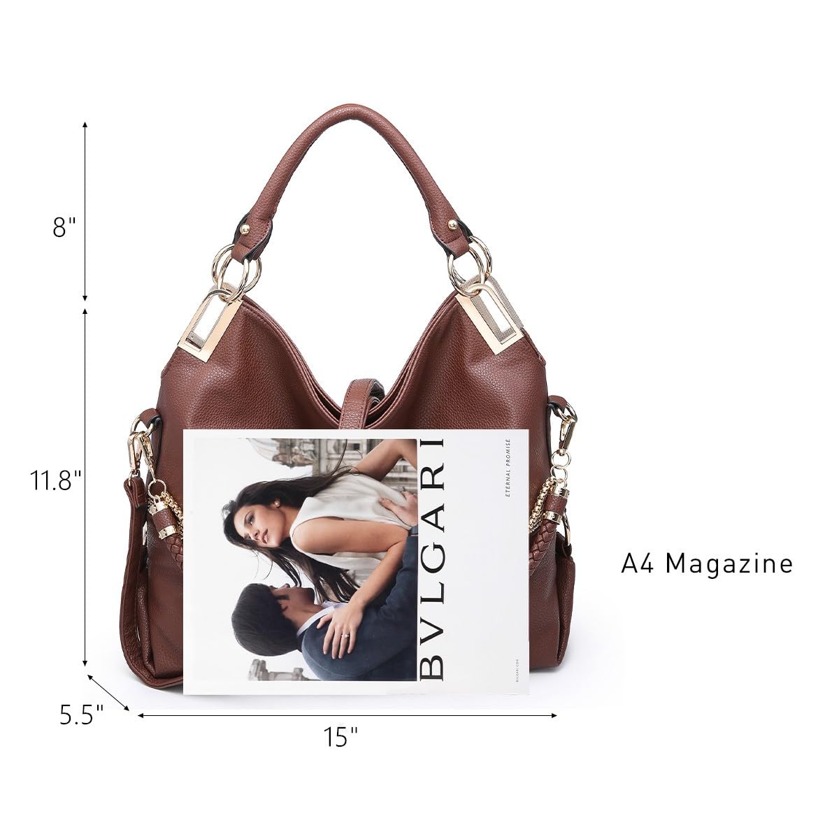 Dasein Luxe Vegan Hobo Bag with Rhinestones