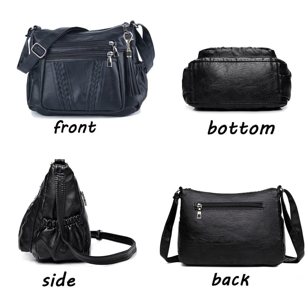 ELDA Chic Crossbody: Soft PU Leather Multi-Pocket Bag