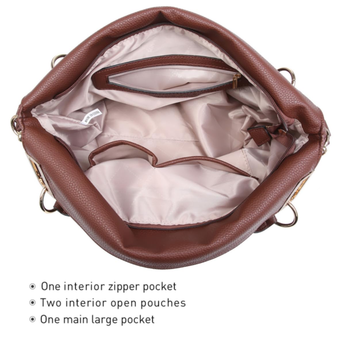 Dasein Luxe Vegan Hobo Bag with Rhinestones
