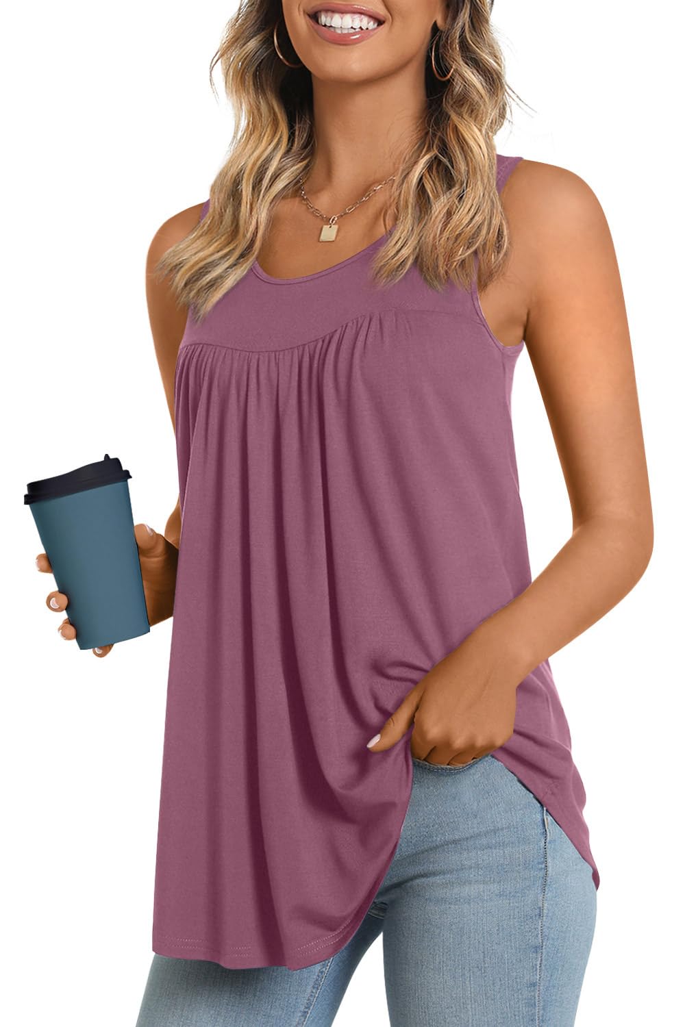 Longyuan Summer Sleeveless Tunics for Women