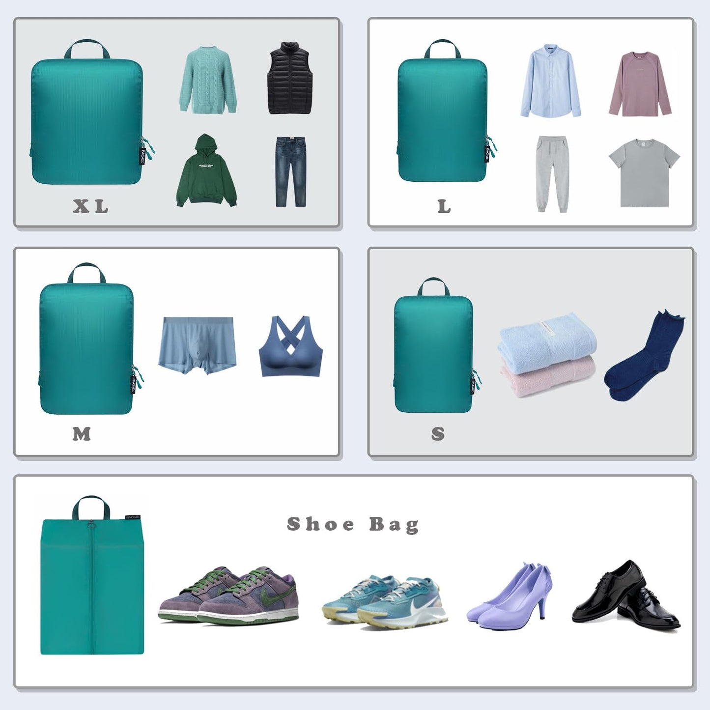 BAGAIL Travel Compression Cubes Set for Packing Ease