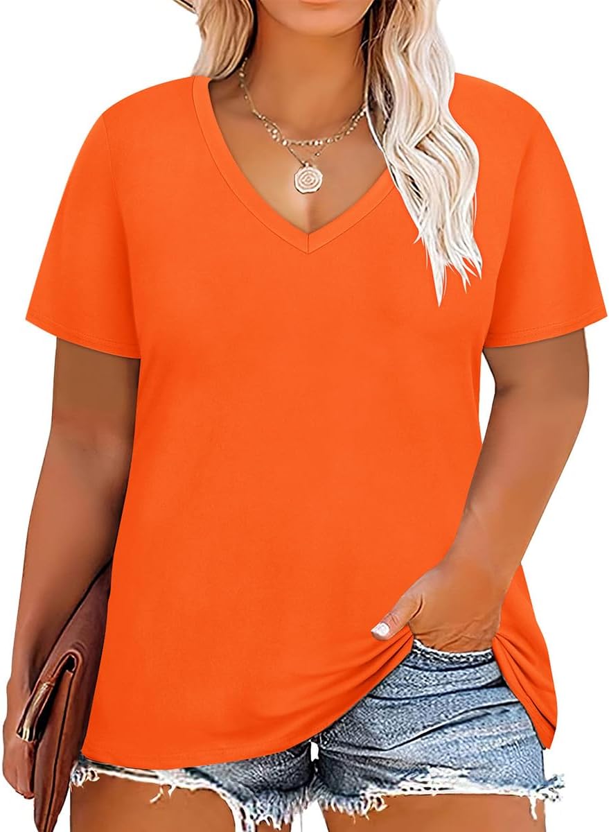 Floral V-Neck Plus Size Tunic Tops for Women