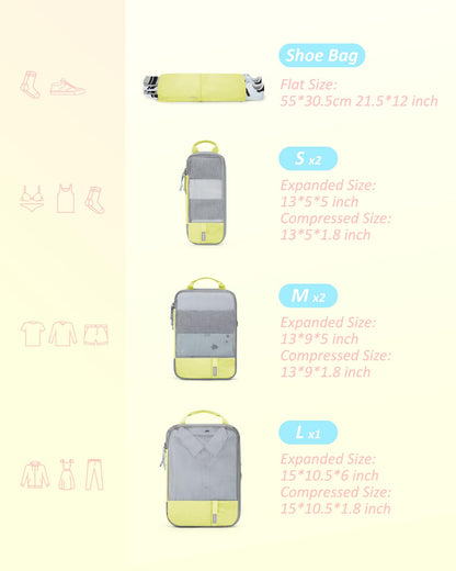 PackPro 6 Set Compression Cubes for Travel