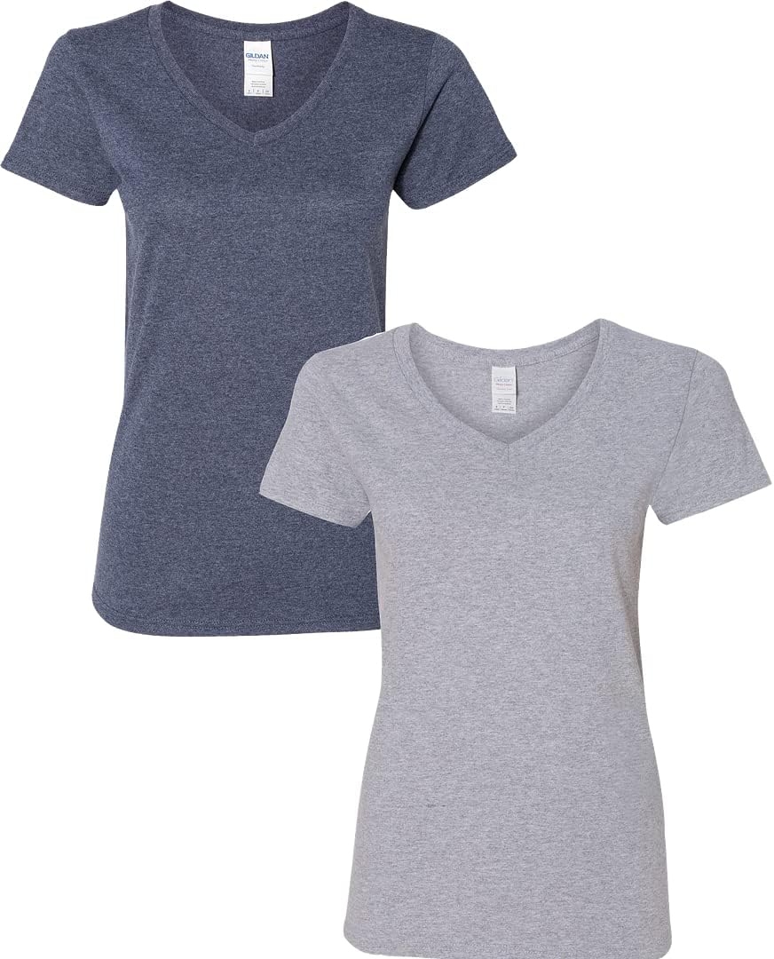 Gildan V-Neck Cotton Tee Duo for Women