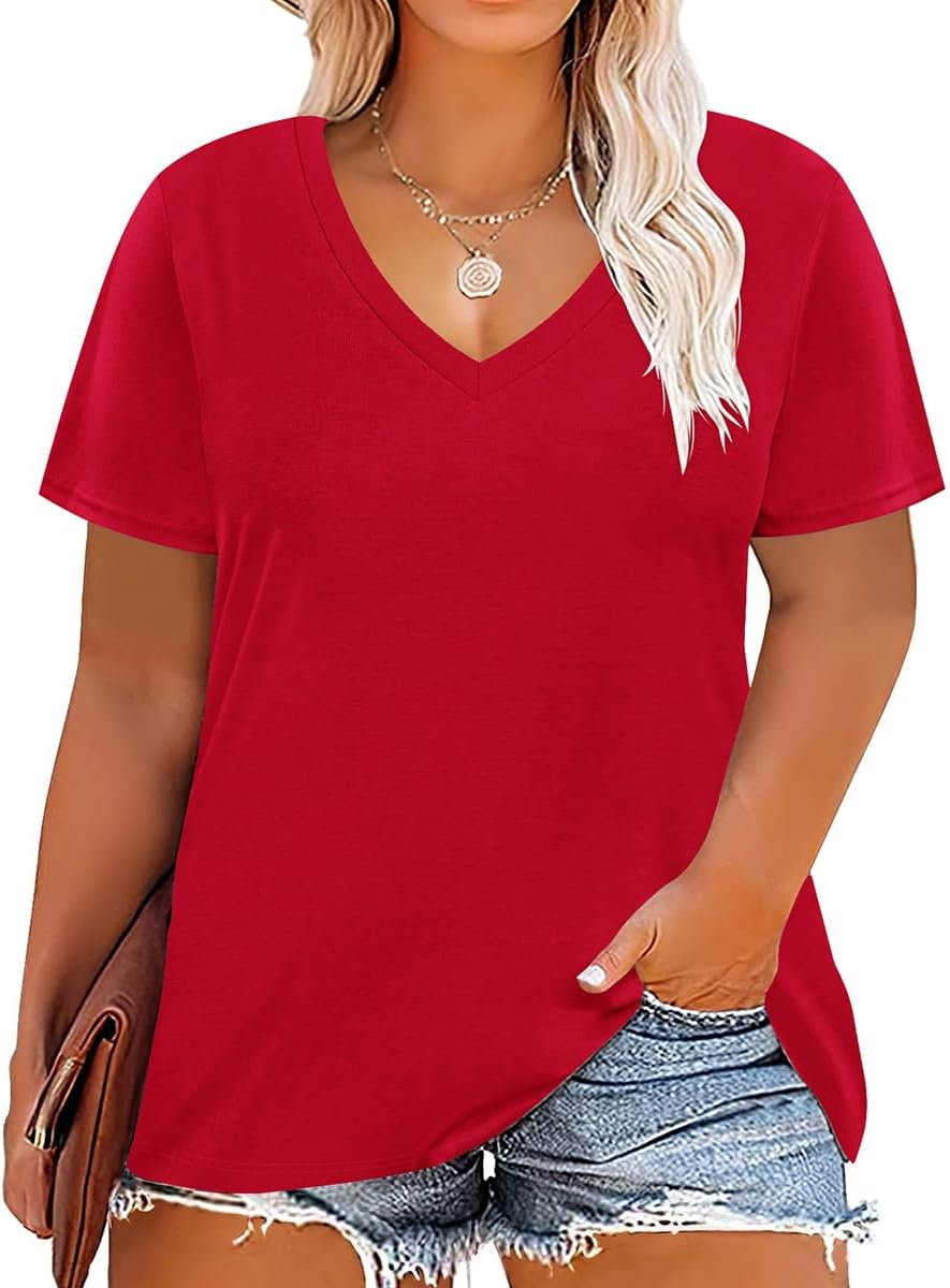 Floral V-Neck Plus Size Tunic Tops for Women