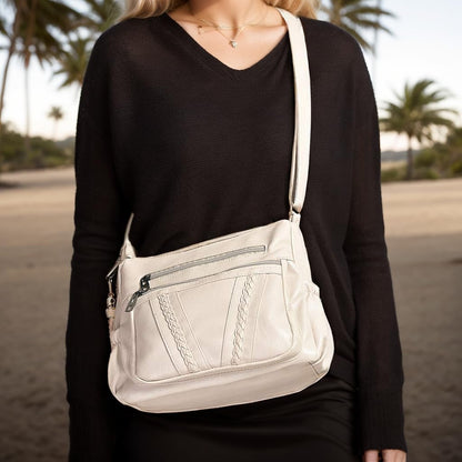 ELDA Chic Crossbody: Soft PU Leather Multi-Pocket Bag