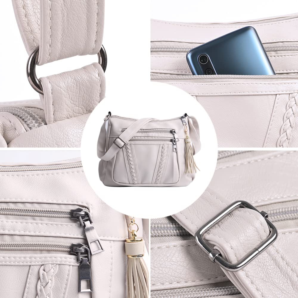 ELDA Chic Crossbody: Soft PU Leather Multi-Pocket Bag