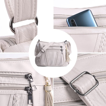 ELDA Chic Crossbody: Soft PU Leather Multi-Pocket Bag