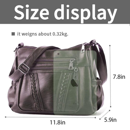 ELDA Chic Crossbody: Soft PU Leather Multi-Pocket Bag