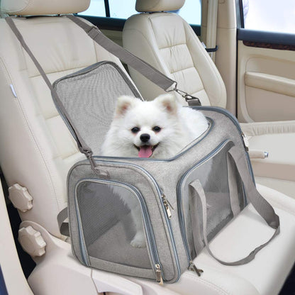PawsVoyage: Grey TSA-Approved Pet Carrier (15lbs Max)