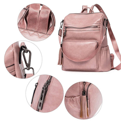 DUO-TONE Luxe Women's Leather Travel Backpack