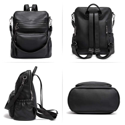 DUO-TONE Luxe Women's Leather Travel Backpack