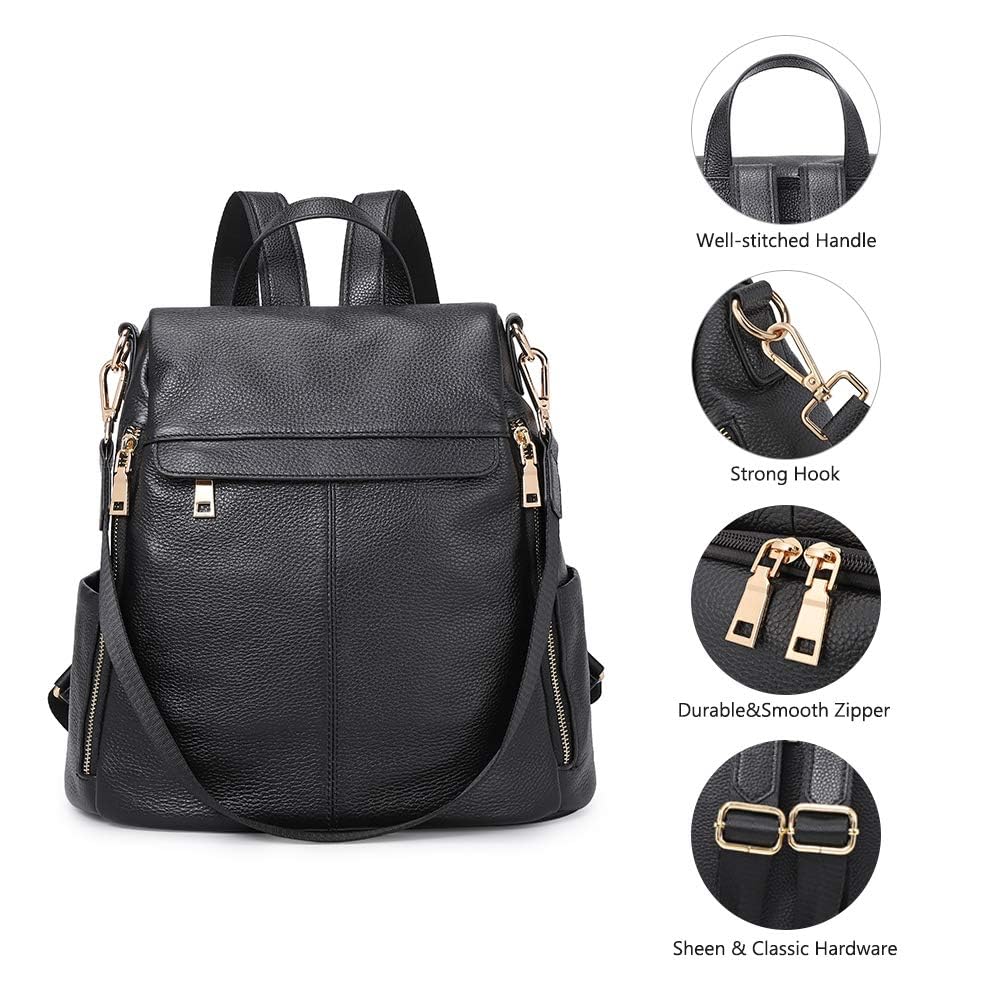 Kattee Women's Luxe Anti-Theft Leather Backpack Bag