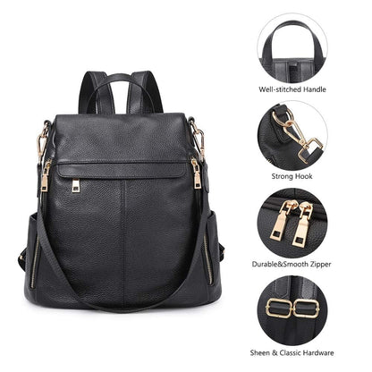 Kattee Women's Luxe Anti-Theft Leather Backpack Bag