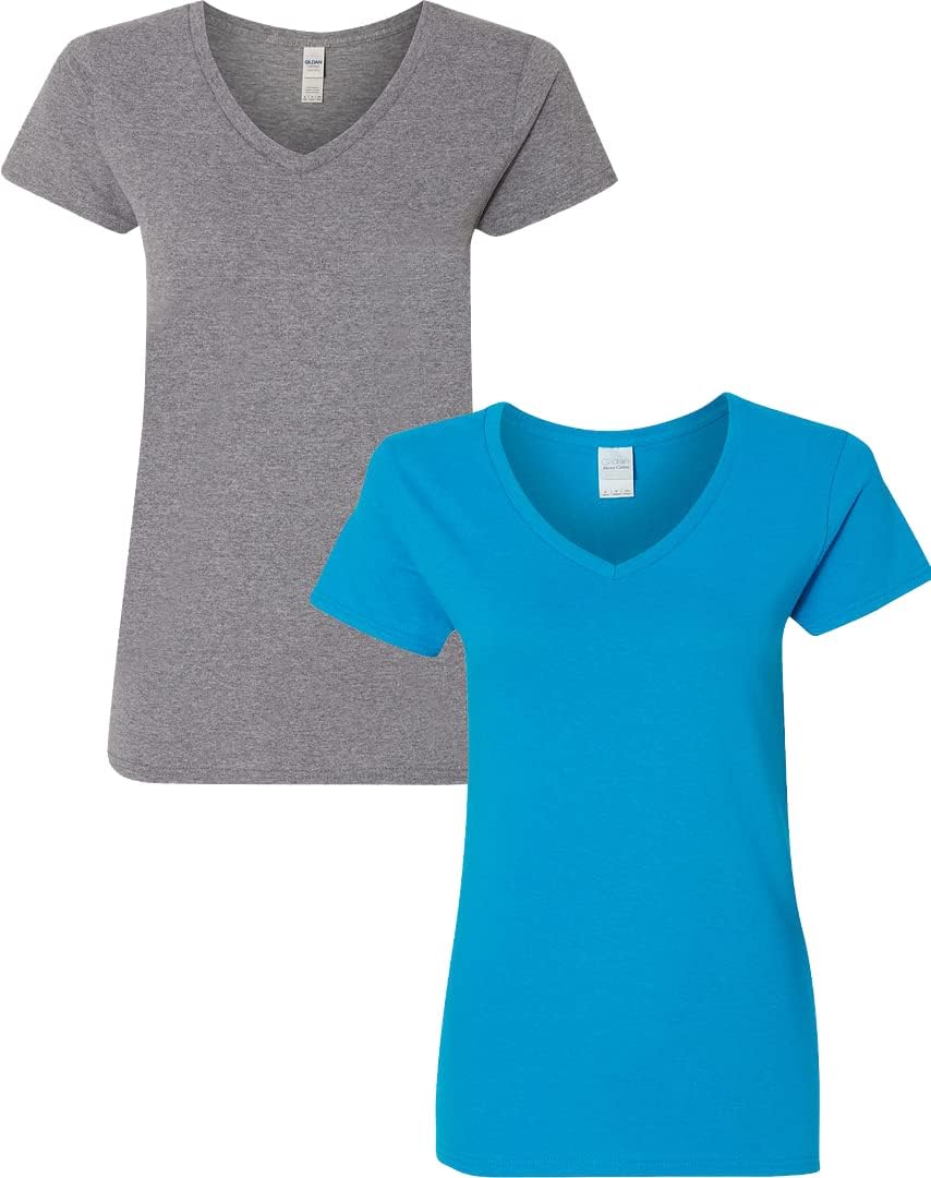Gildan V-Neck Cotton Tee Duo for Women