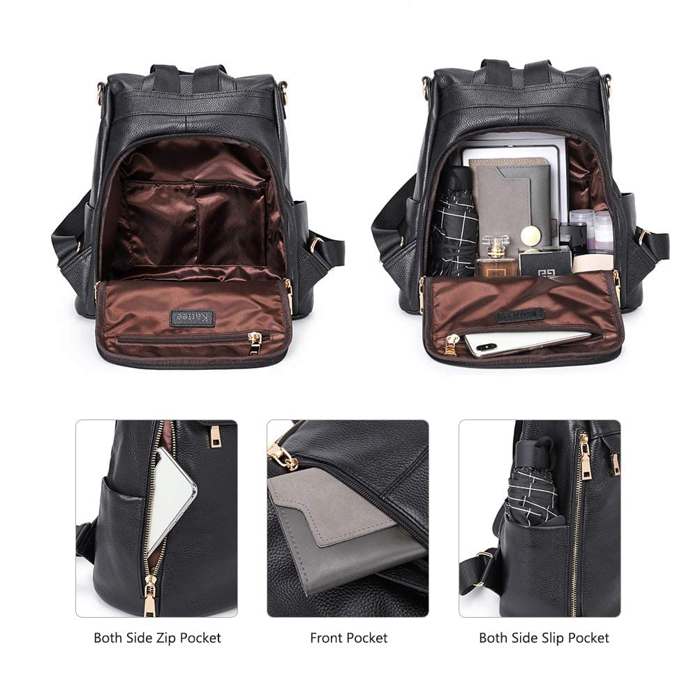 Kattee Women's Luxe Anti-Theft Leather Backpack Bag
