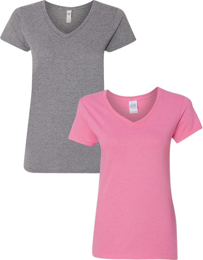 Gildan V-Neck Cotton Tee Duo for Women