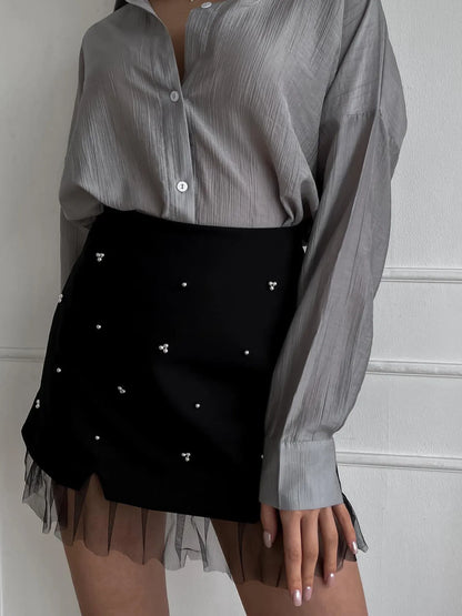 Tulle Hem Mini Skirt - Premium Skirts from Trendsi - Just $36.99! Shop now at Handbags Specialist Headquarter