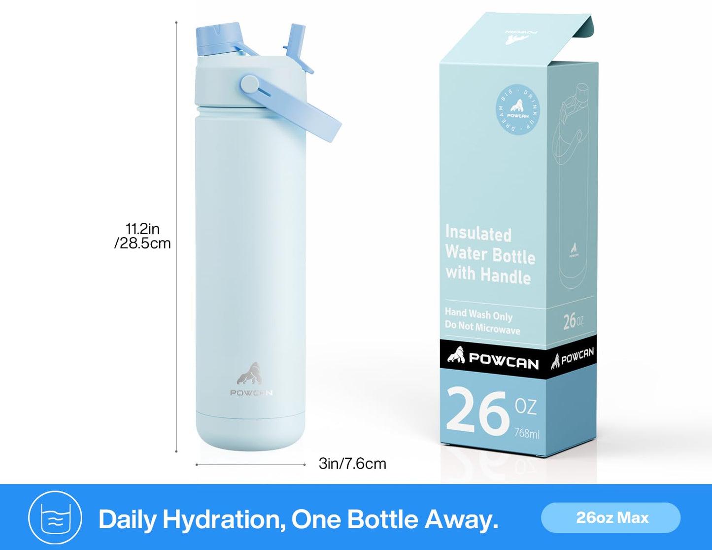 ChillKnight 26oz: Dual-Lid Leak-Proof Bottle