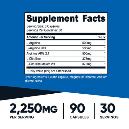Nutricost Nitric Oxide Surge 2250mg - 180 Caps