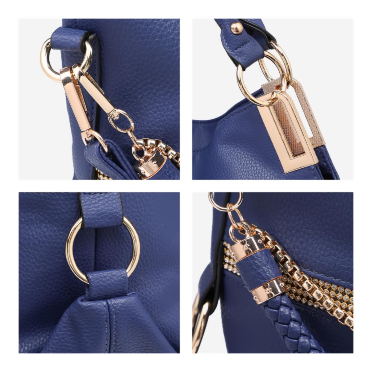 Dasein Luxe Vegan Hobo Bag with Rhinestones