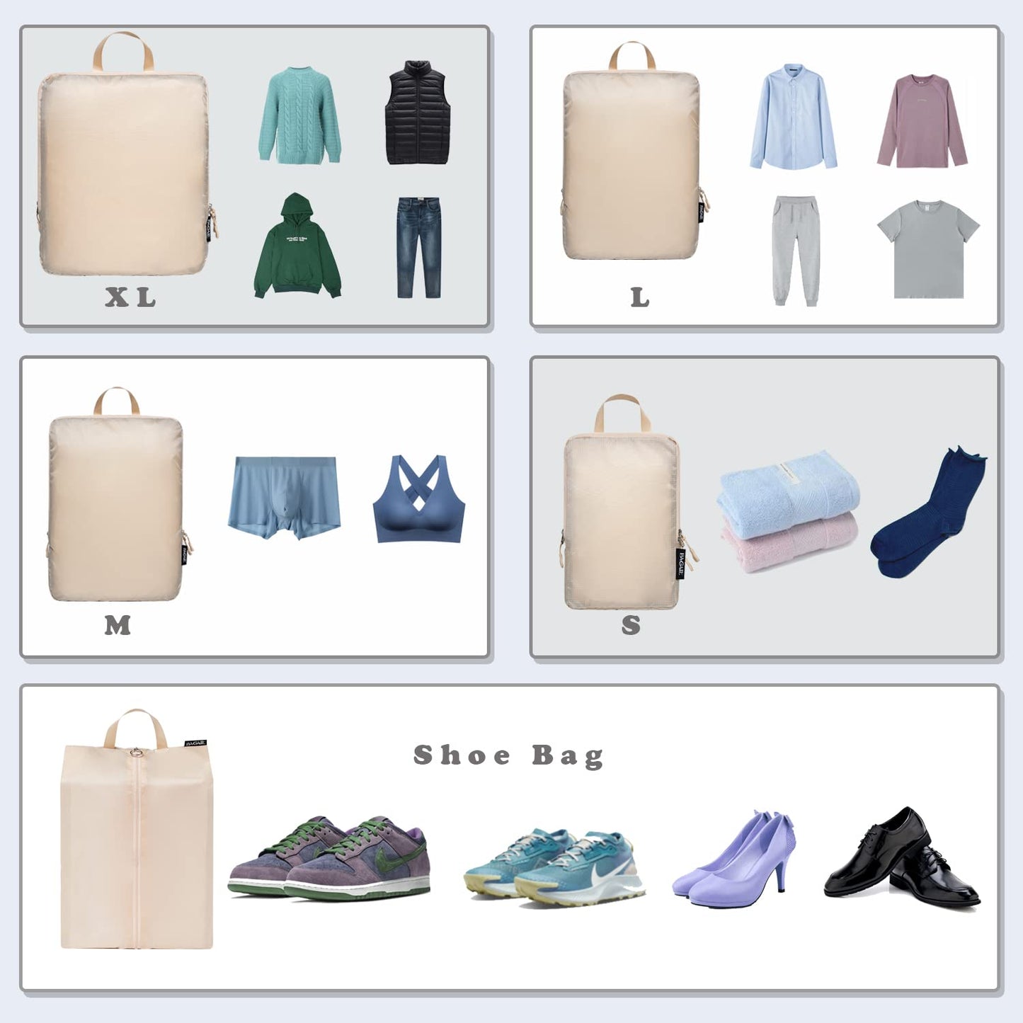 BAGAIL Travel Compression Cubes Set for Packing Ease