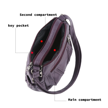 ELDA Chic Crossbody: Soft PU Leather Multi-Pocket Bag