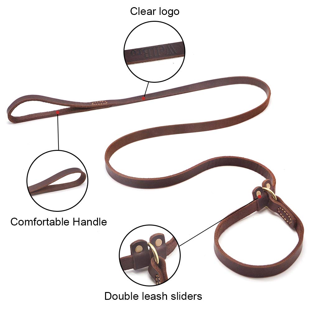 BronzeBark Slip Lead: Real Leather Adjustable Leash