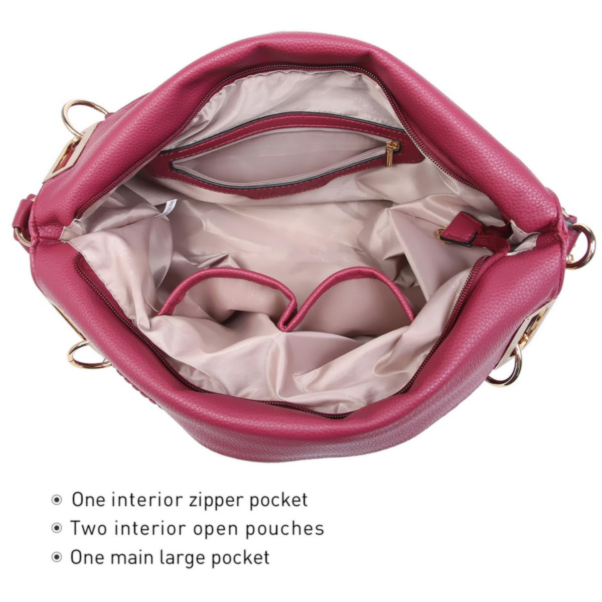 Dasein Luxe Vegan Hobo Bag with Rhinestones