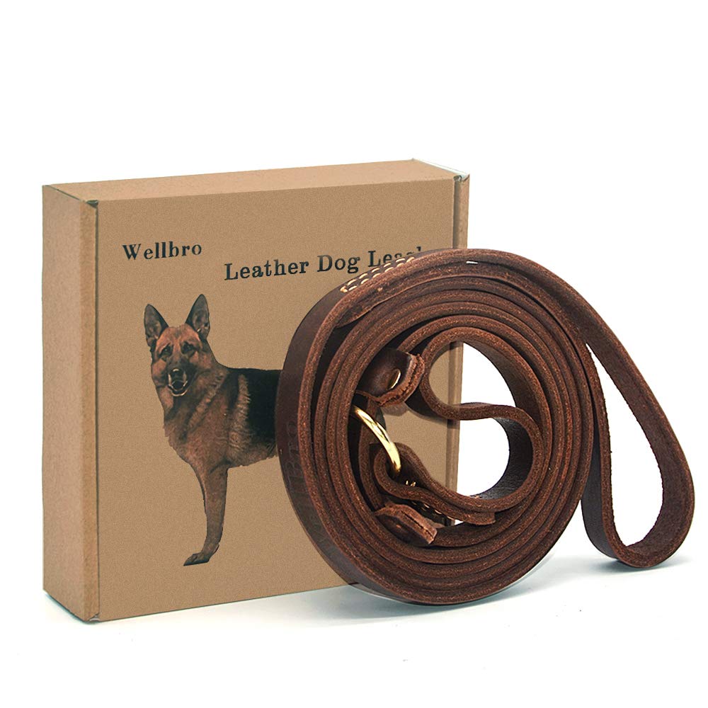 BronzeBark Slip Lead: Real Leather Adjustable Leash