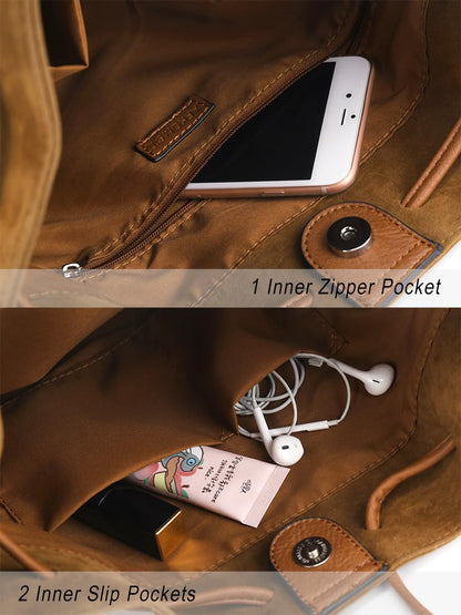 AFKOMST Chic Leather Bucket & Crossbody Bag Set