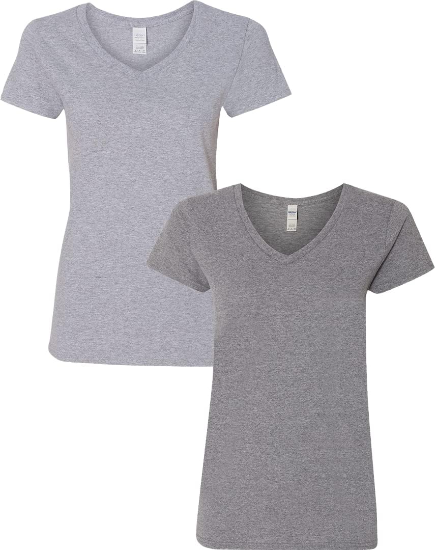 Gildan V-Neck Cotton Tee Duo for Women