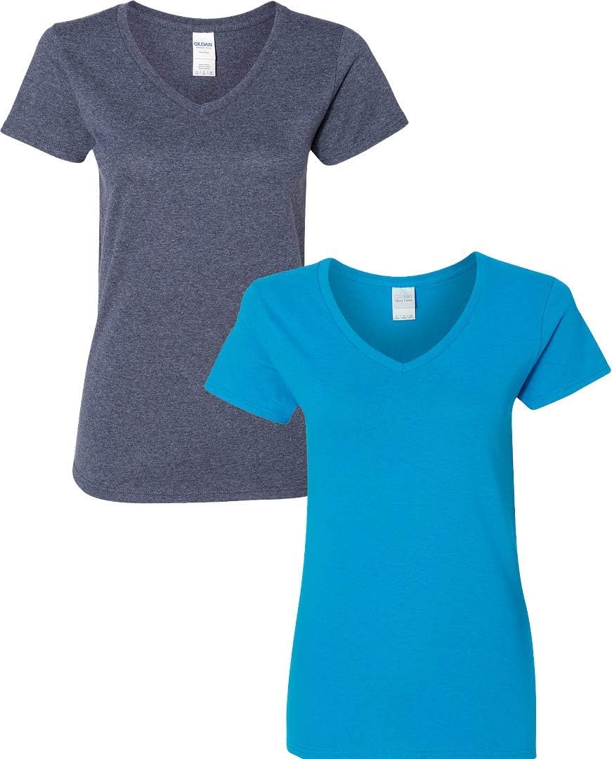 Gildan V-Neck Cotton Tee Duo for Women