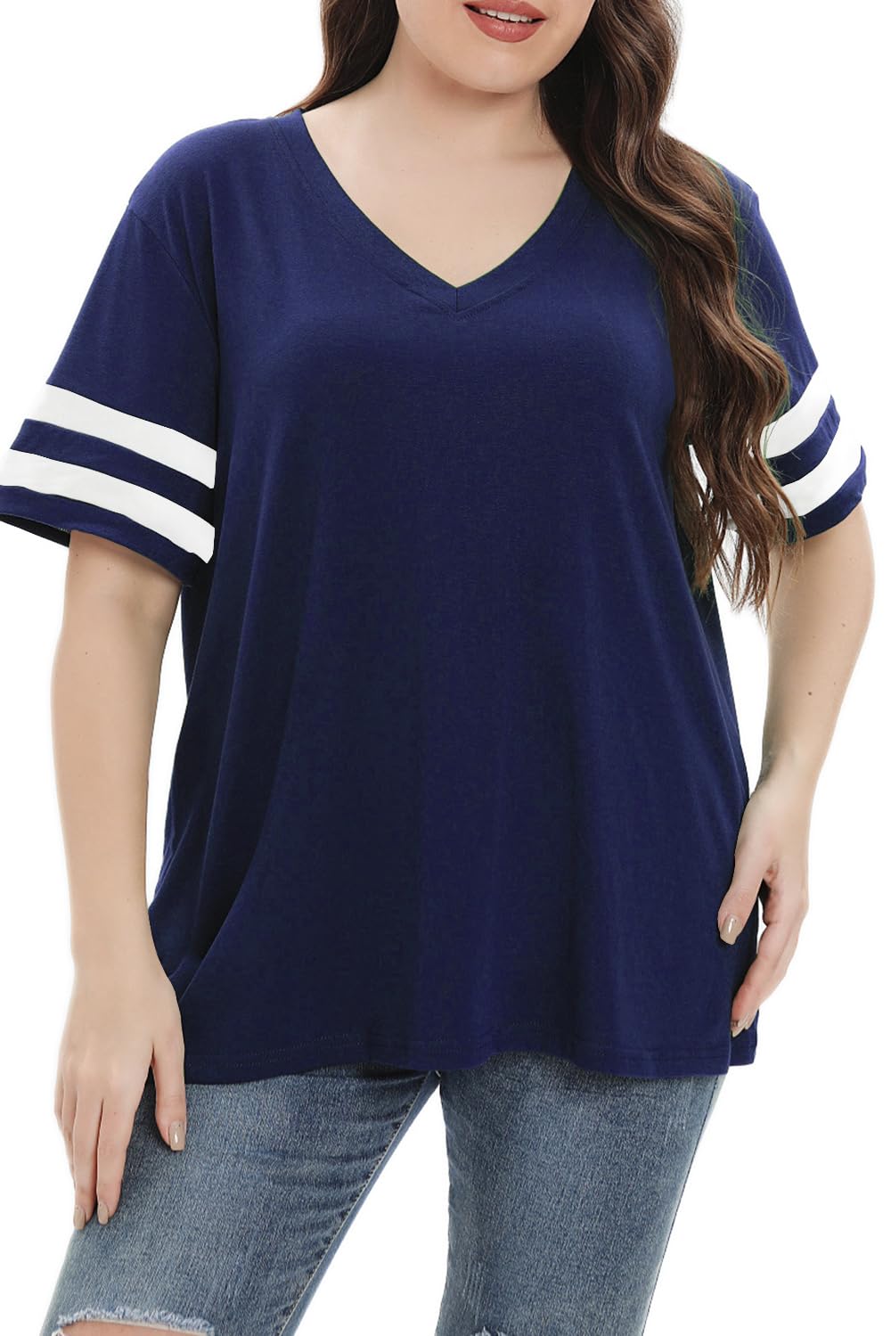 Summer V-Neck Plus Tunic Tee for Women 1X-5X