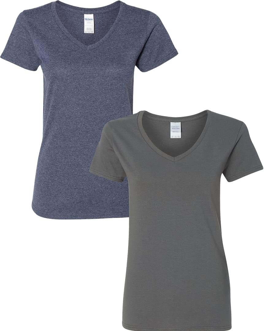 Gildan V-Neck Cotton Tee Duo for Women